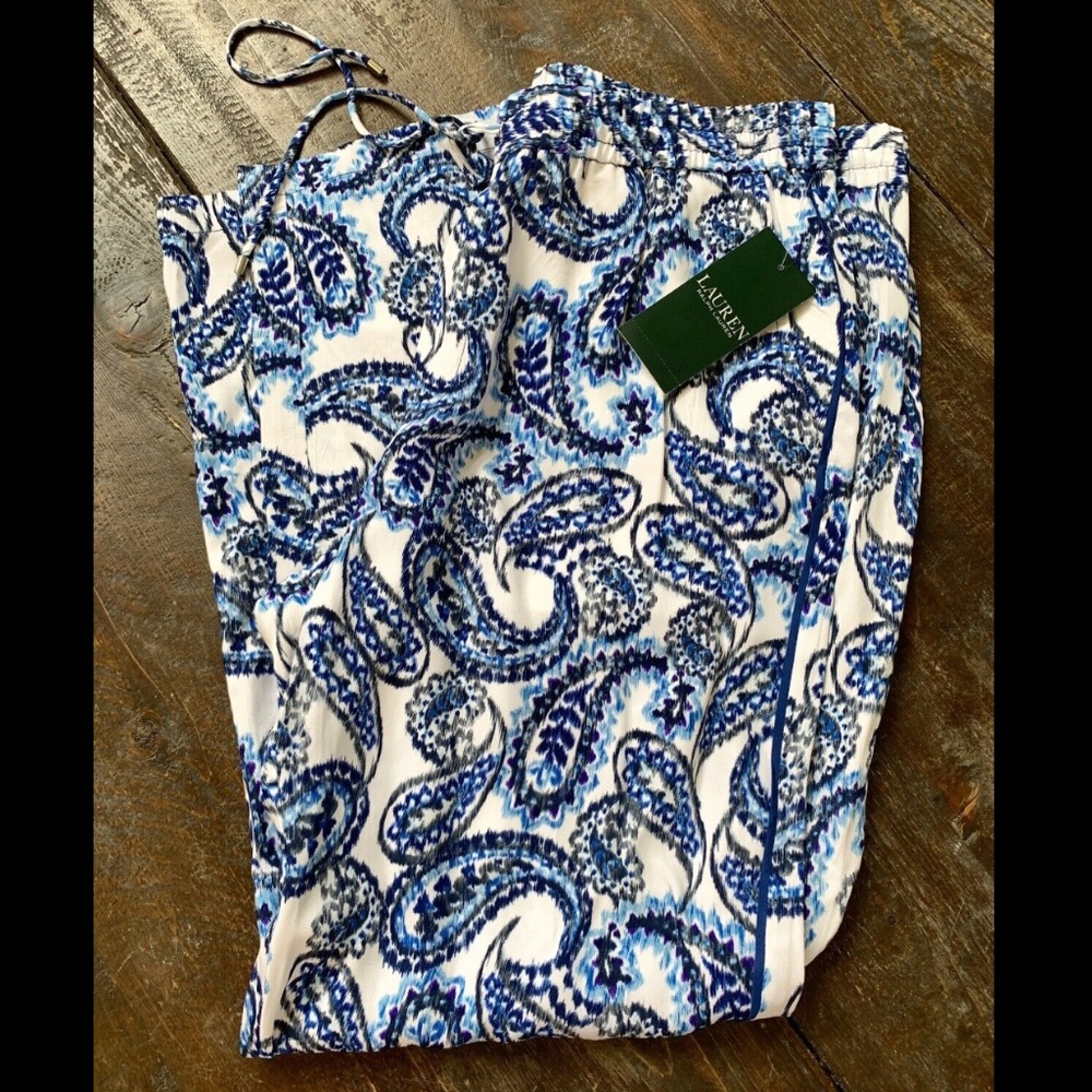 RALPH LAUREN NWT BLUE PAISLEY ROUNGE PANTS